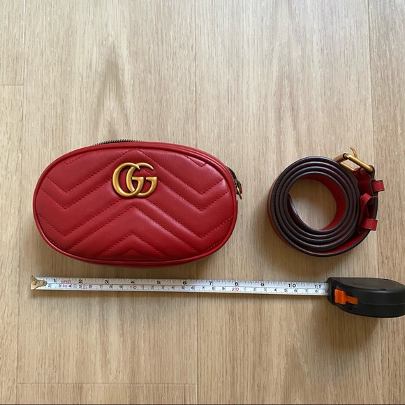 Gucci Red Marmont Belt Bum Bag — Chevron - Picture 6 of 13
